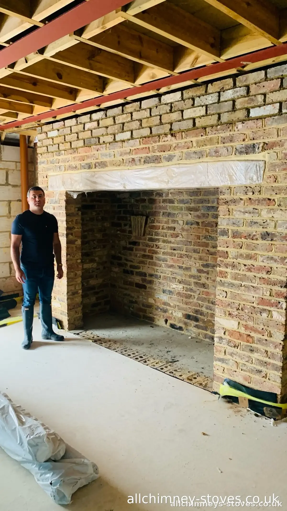 HETAS certified full conversion — inglenook builder's opening reinstated prior to stove installation, Allchimney Stoves, Emerson Park